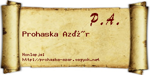 Prohaska Azár névjegykártya